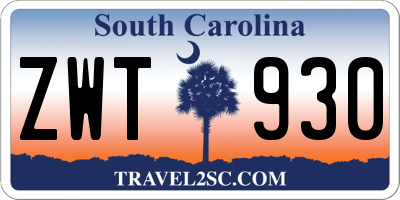 SC license plate ZWT930