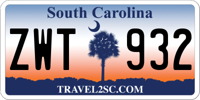 SC license plate ZWT932