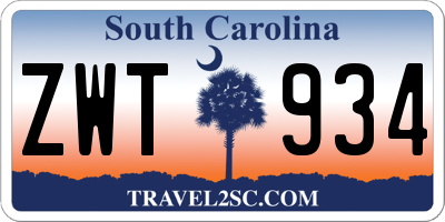 SC license plate ZWT934