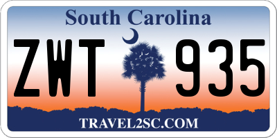 SC license plate ZWT935