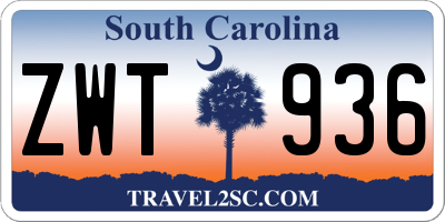 SC license plate ZWT936