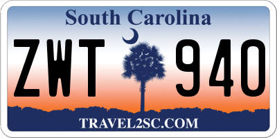 SC license plate ZWT940