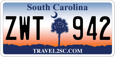 SC license plate ZWT942