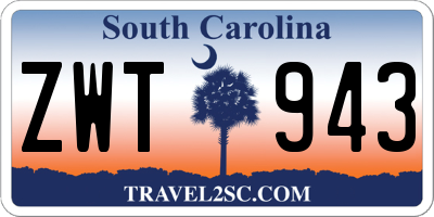 SC license plate ZWT943