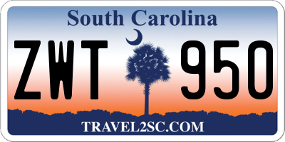 SC license plate ZWT950