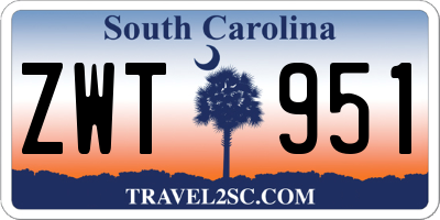 SC license plate ZWT951