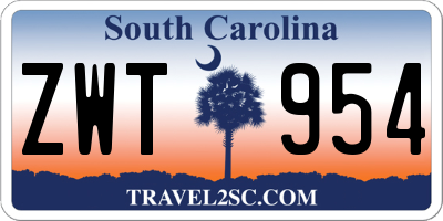 SC license plate ZWT954