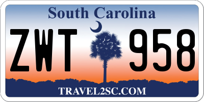 SC license plate ZWT958
