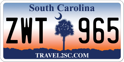 SC license plate ZWT965