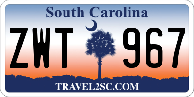 SC license plate ZWT967