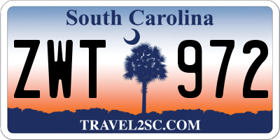 SC license plate ZWT972