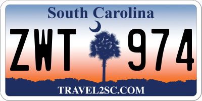 SC license plate ZWT974