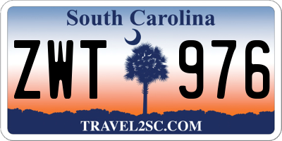 SC license plate ZWT976