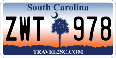 SC license plate ZWT978