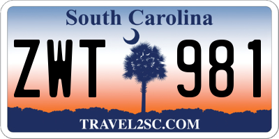 SC license plate ZWT981