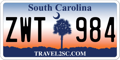 SC license plate ZWT984