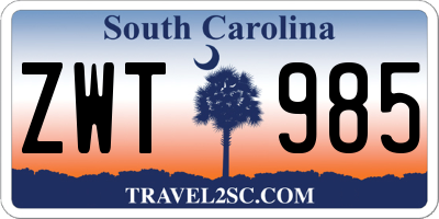 SC license plate ZWT985