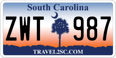 SC license plate ZWT987