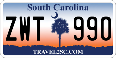 SC license plate ZWT990