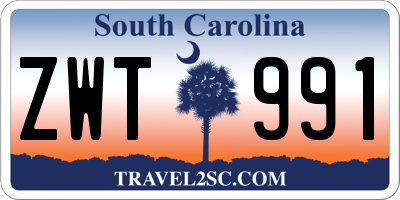 SC license plate ZWT991