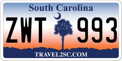SC license plate ZWT993