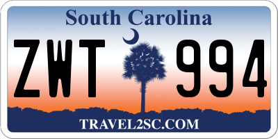 SC license plate ZWT994