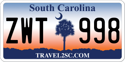 SC license plate ZWT998