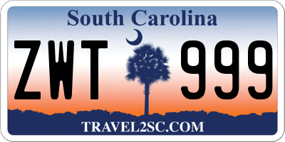 SC license plate ZWT999