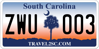 SC license plate ZWU003