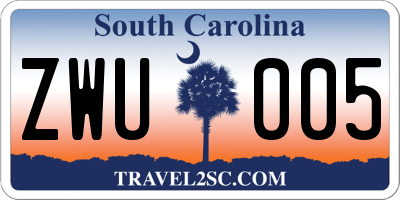 SC license plate ZWU005
