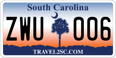 SC license plate ZWU006