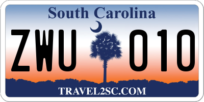 SC license plate ZWU010