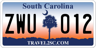 SC license plate ZWU012