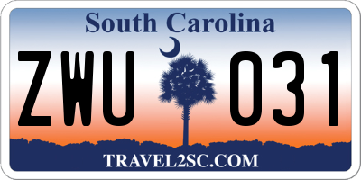 SC license plate ZWU031