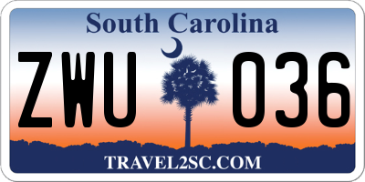 SC license plate ZWU036