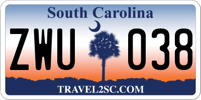 SC license plate ZWU038