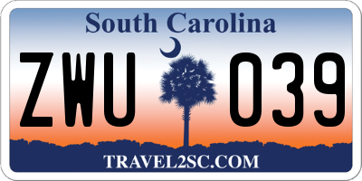 SC license plate ZWU039