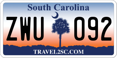 SC license plate ZWU092