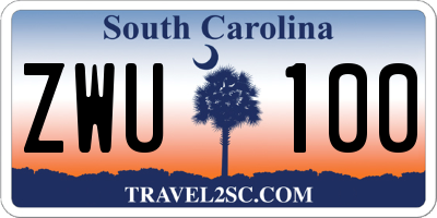 SC license plate ZWU100