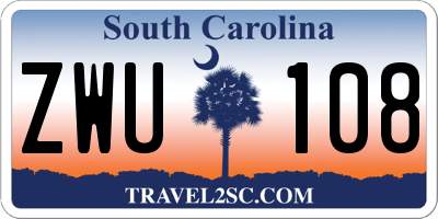 SC license plate ZWU108
