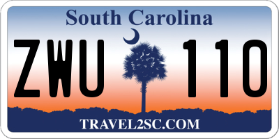 SC license plate ZWU110