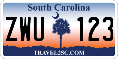SC license plate ZWU123