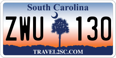SC license plate ZWU130