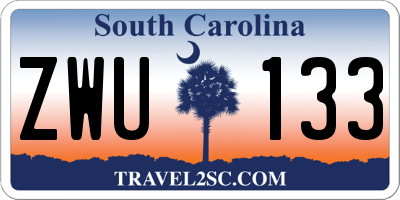 SC license plate ZWU133