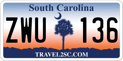 SC license plate ZWU136