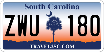 SC license plate ZWU180