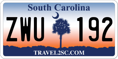 SC license plate ZWU192