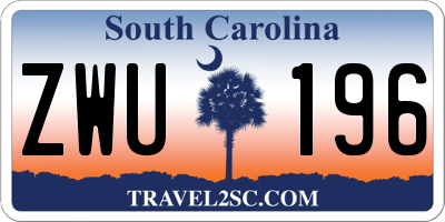 SC license plate ZWU196