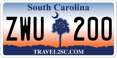 SC license plate ZWU200