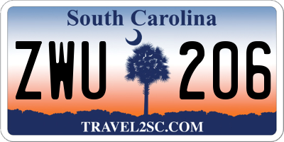 SC license plate ZWU206